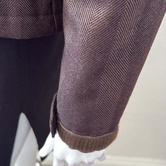 The North Face Primaloft Tweed Herringbone Brown Belted Coat w Zip Off Hood - Picture 7 of 14